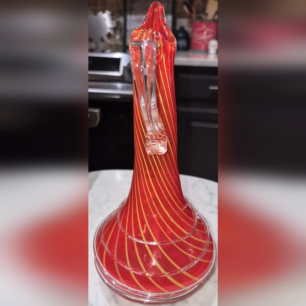 Vintage Murano Style Glass Vase 10.5 Inches Tall